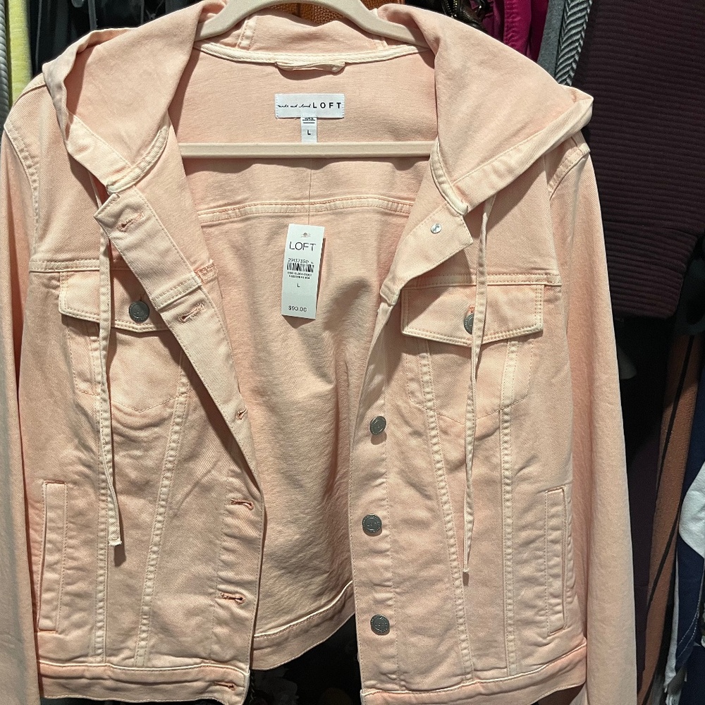 Women’s Light pink Loft Jean jacket with hood